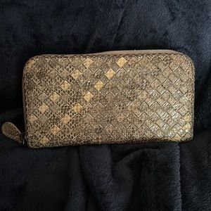 Bottega Veneta Python Intrecciato Zip Around Wallet